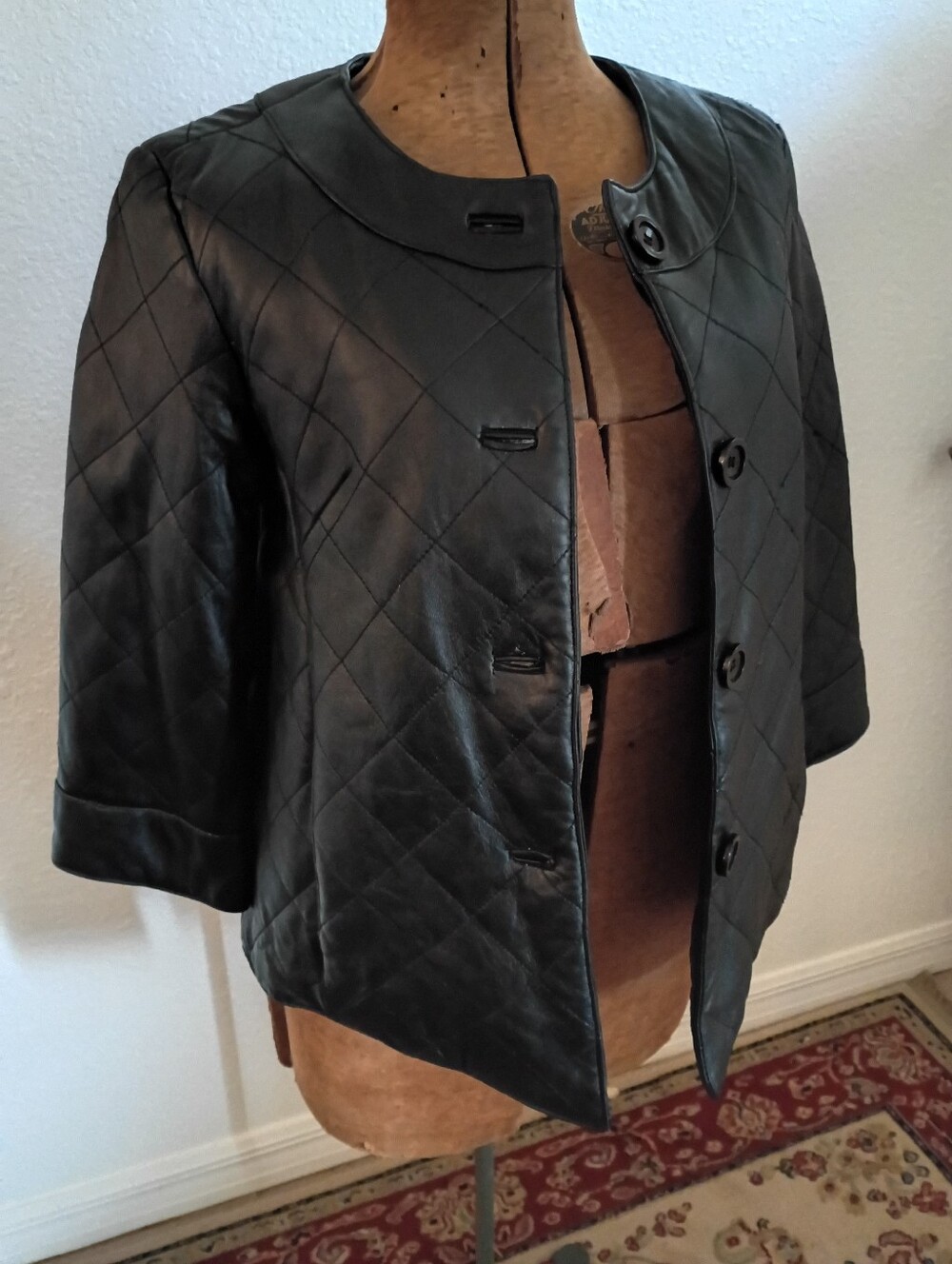 Neiman Marcus Black Quilted Leather Women's Jacket